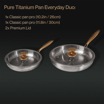 Pure Titanium Pan Everyday Duo with two pans and two lids